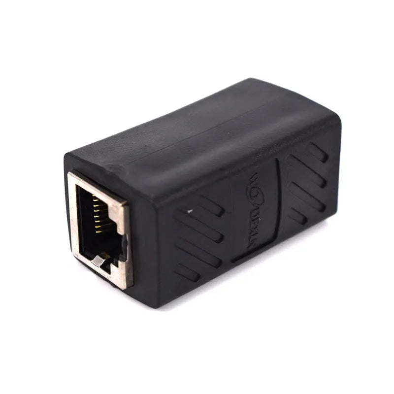 Black RJ45 network cable butt joint extender adapter for Ethernet cable extension
