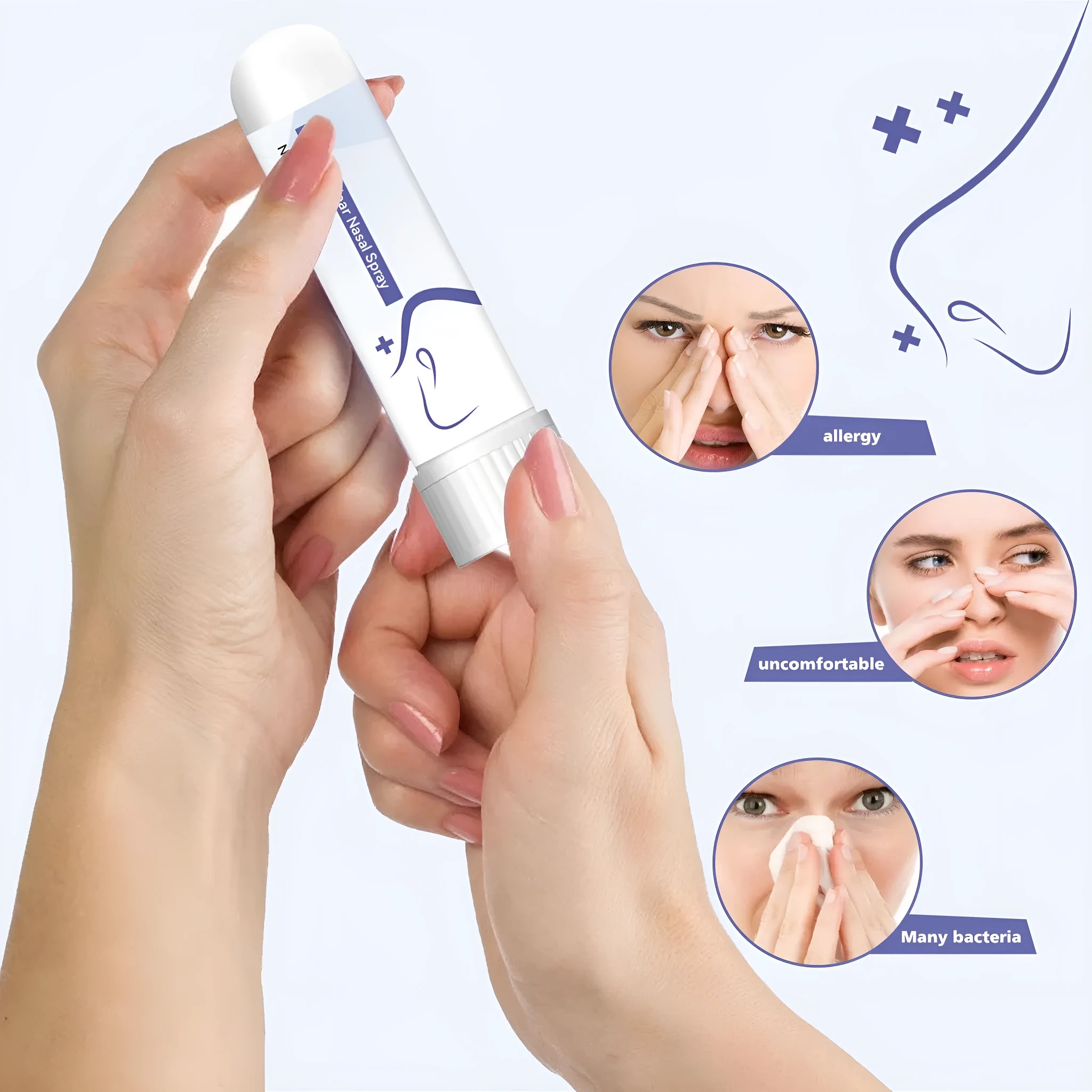 Manual family nose drain plunger suction device for nasal congestion relief