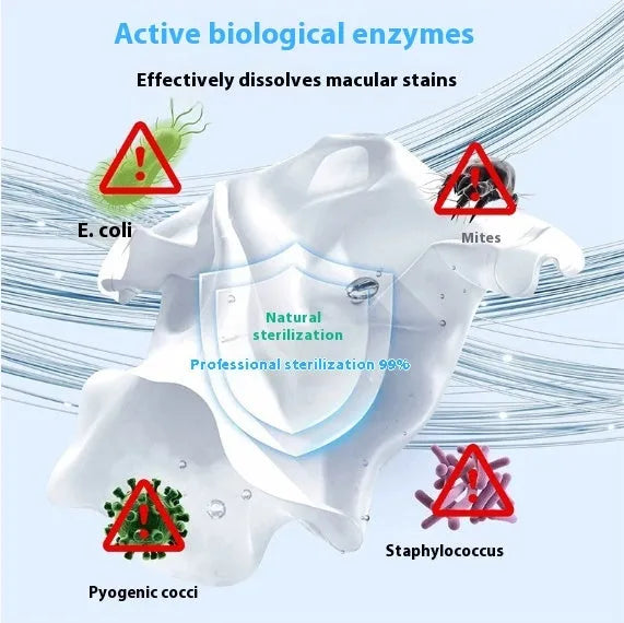Biological enzyme bubble powder laundry detergent bottle with active oxygen formula