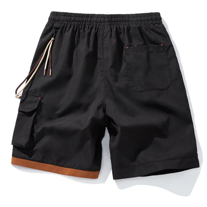 Men's plus-size loose-fit sports shorts in bamboo fibre, shown in a cropped straight-leg style.