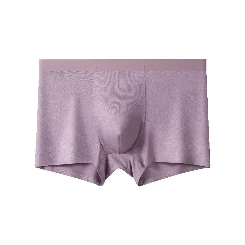 Bamboo fibre seamless men's underwear mid waist breathable antibacterial solid colour black front view