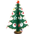 Hand-painted wooden Christmas tree desktop decoration in red and green colours