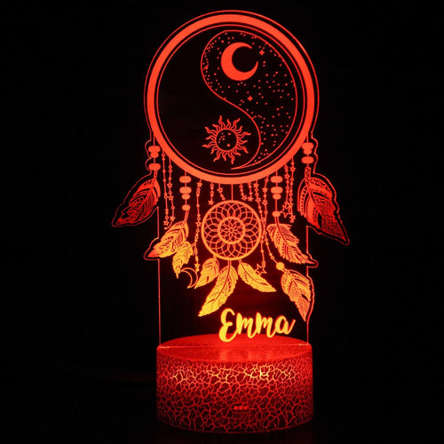 3D small LED night lamp with touch control and remote on bedside table