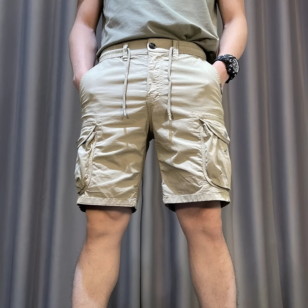 Korean style loose straight-leg casual overalls pants with multiple pockets in black.