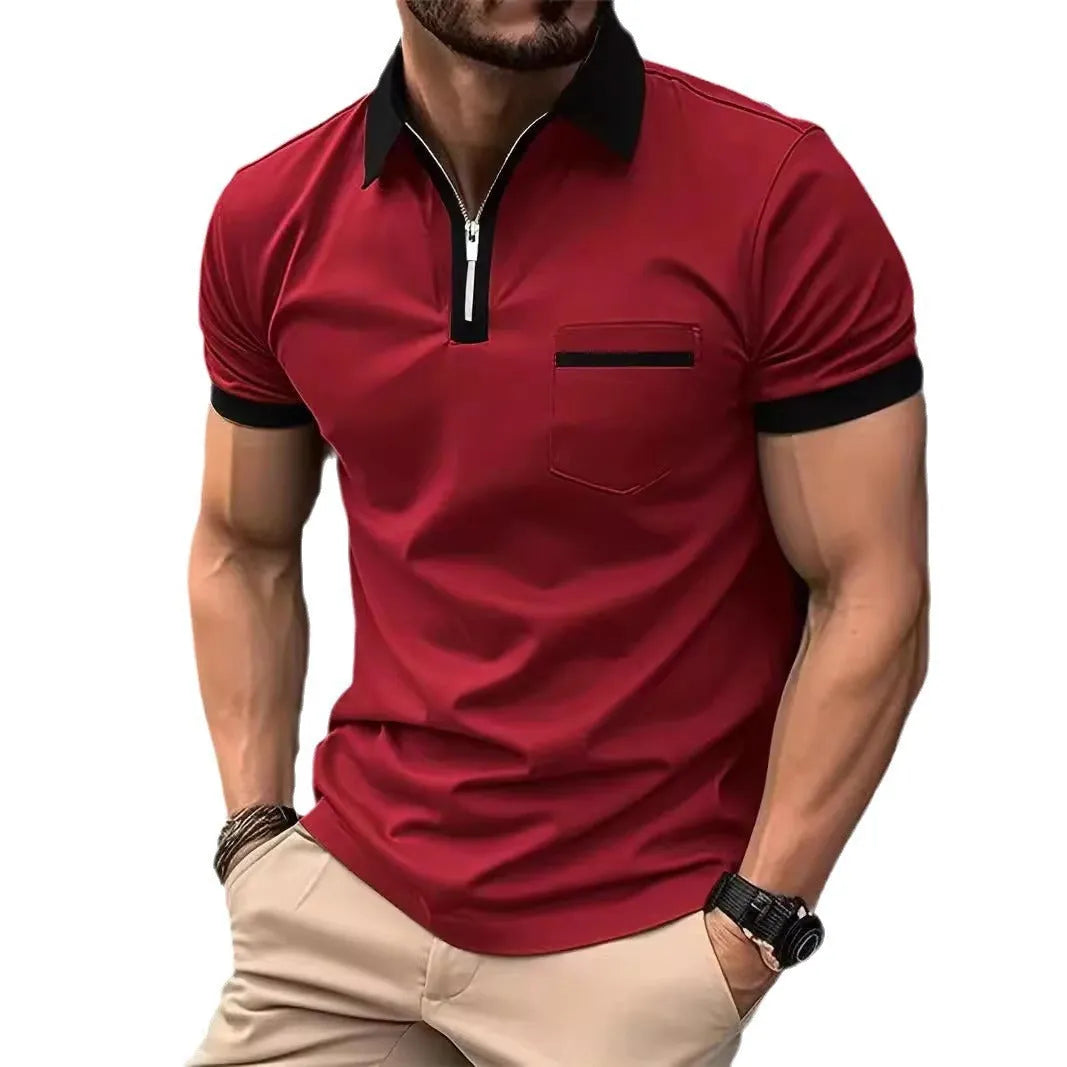 Men's casual short sleeve polo shirt with chest pocket in multiple colour combinations