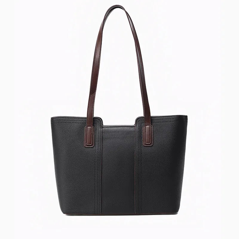 Women's genuine leather commuter shoulder bag in khaki colour with sandwich pocket and internal organisation