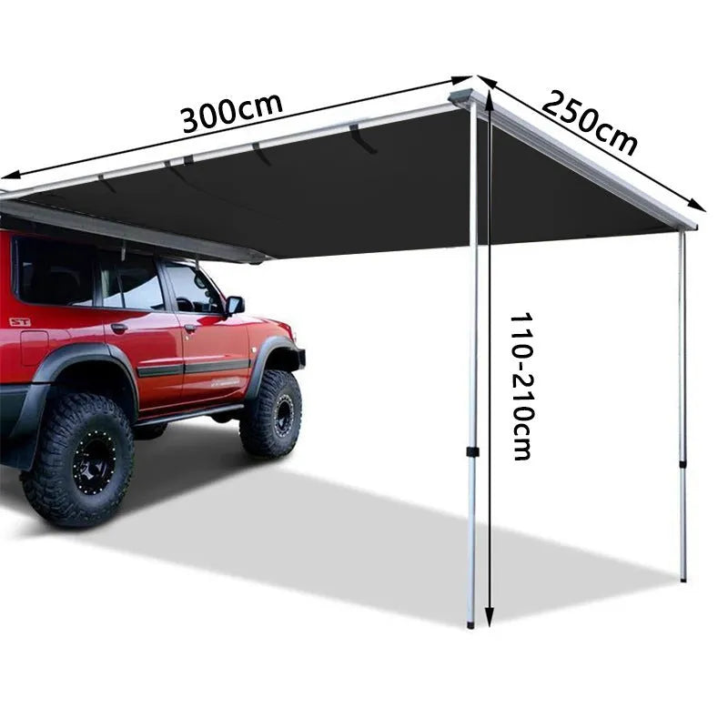 Two bedroom single layer camping tent with aluminium poles and black glue finish setup outdoors