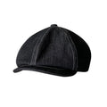 Black Japanese denim cotton beret with octagonal flat cap design