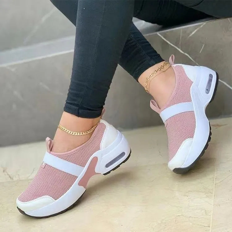 Women's lightweight mesh sneakers in multiple colours with round toe and non-slip rubber soles