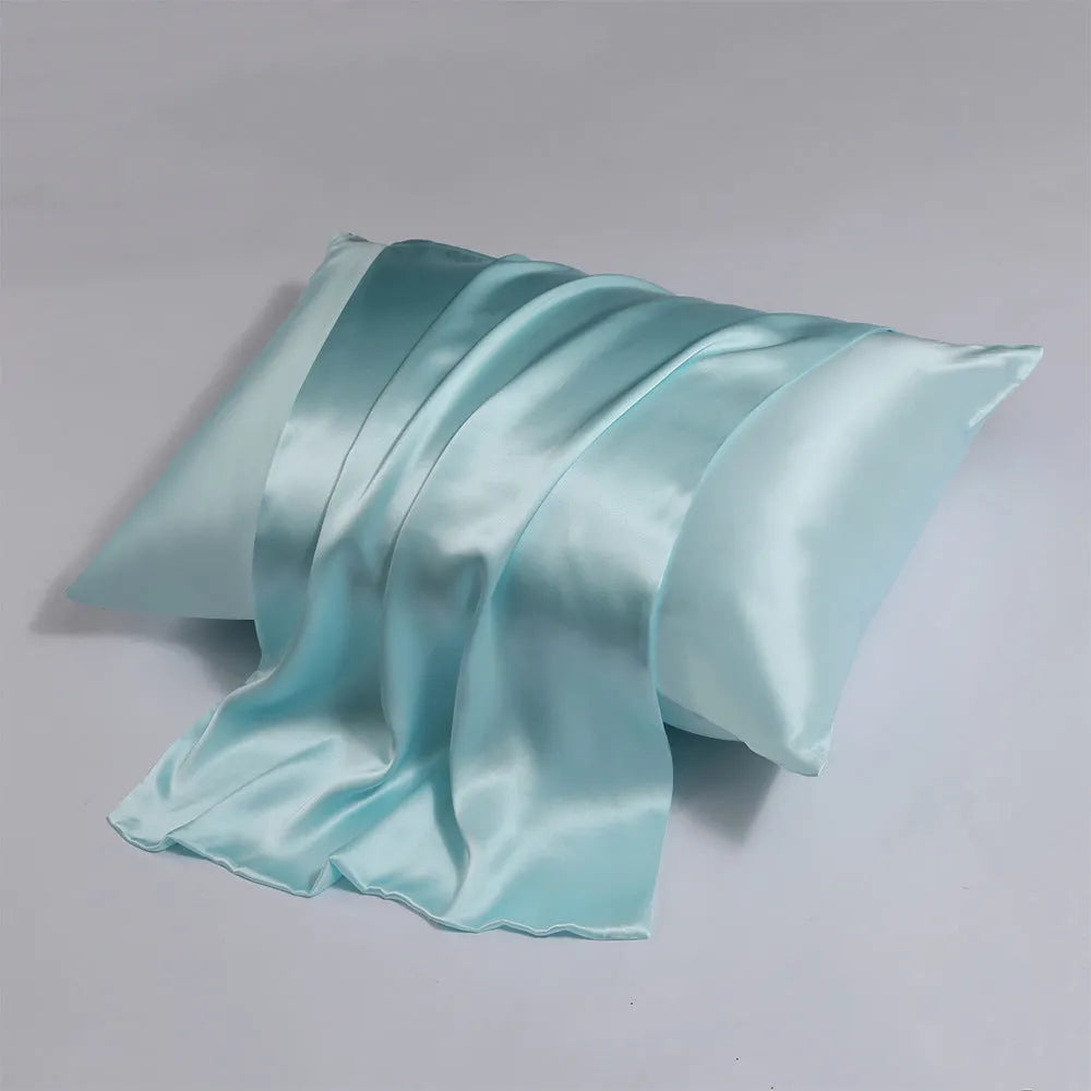 Silk zipper pillowcase in solid colour showing concealed closure and smooth double-sided fabric