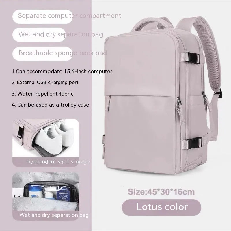 Large waterproof mummy-style backpack in nylon, shown in a selection of colours including black, mint green, and pink.