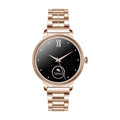 AK38 ladies smart watch with stainless steel Milanese band and 1.09-inch colour screen displaying time