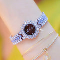 Women's multicolour quartz watch with stainless steel bracelet, alloy case, 8mm thickness