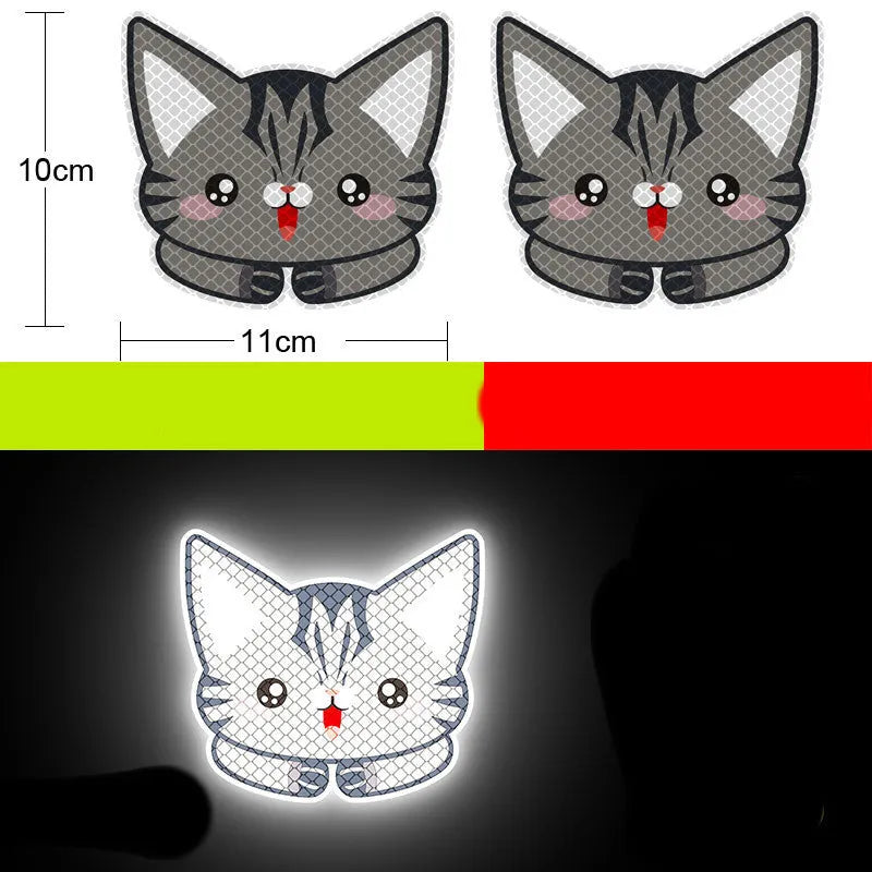 A pair of diamond reflective film warning stickers for vehicles, showing sample designs.