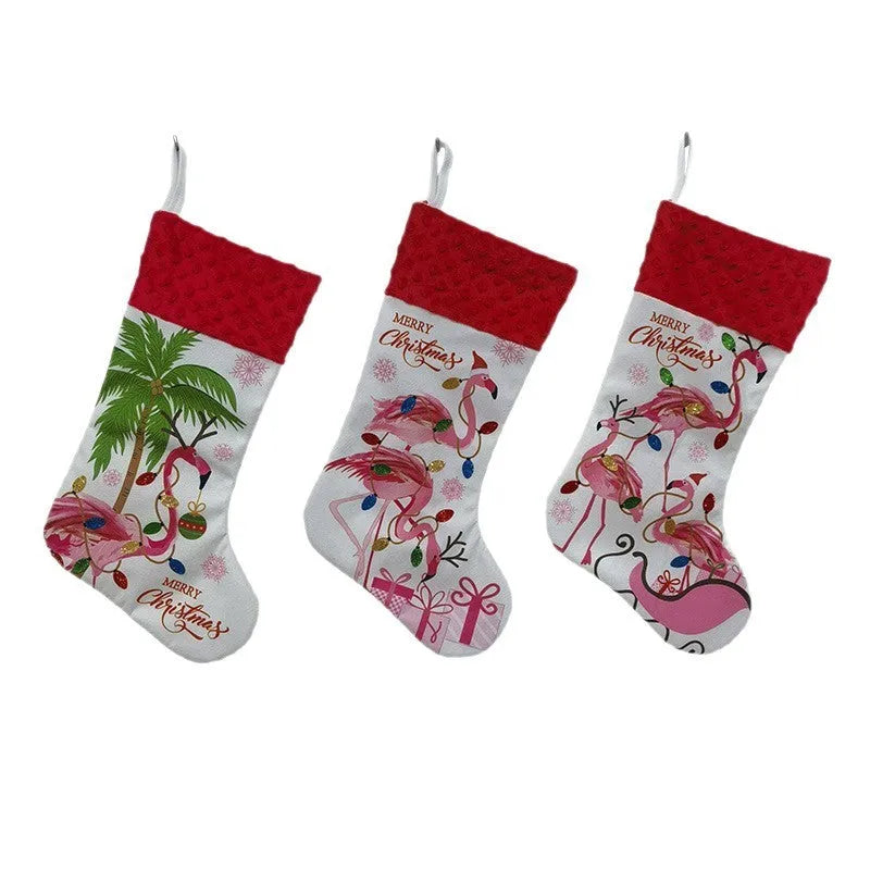 Large red cloth Christmas stocking decoration with 46cm height measurement