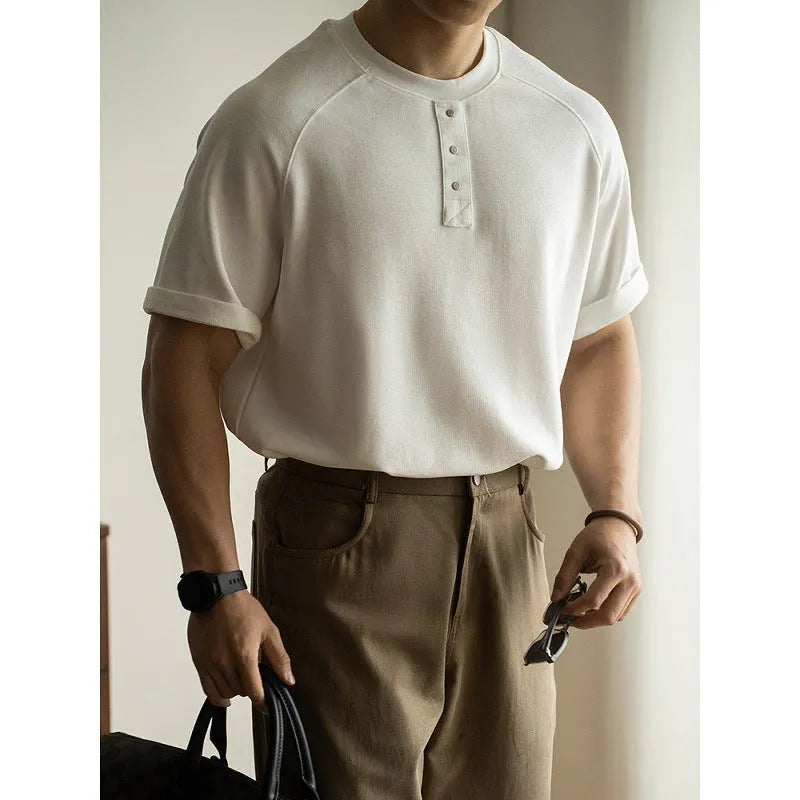 Casual raglan sleeve top in terry texture fabric available in three colours and five sizes