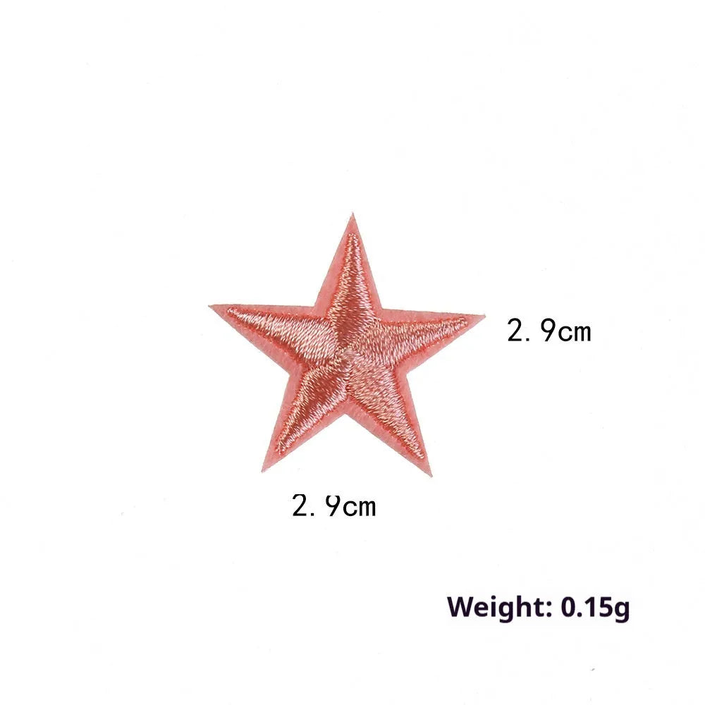 Colourful embroidered five-pointed star cloth stickers for DIY fabric decoration