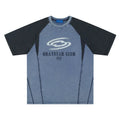 Men's blue hip hop letter print t-shirt with raglan sleeves and loose fit design