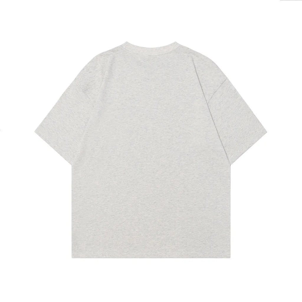 Men's short-sleeved cotton t-shirt with retro pattern in loose fit, black and grey colour options