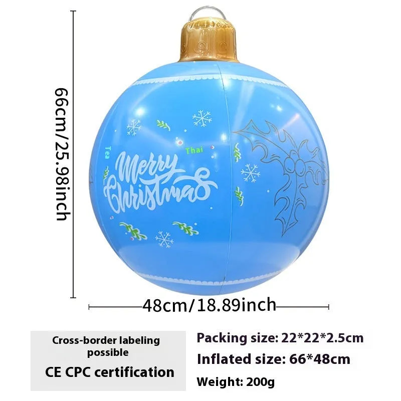 Inflatable PVC Christmas ball decoration for outdoor garden use with hand pump