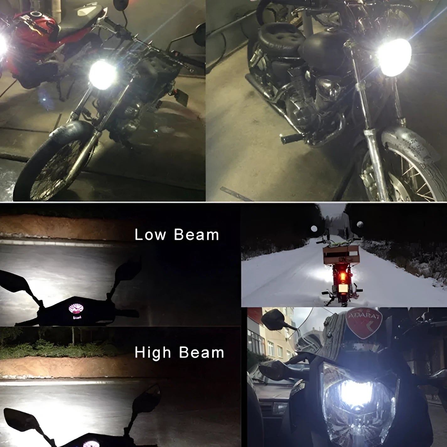 Motorcycle LED headlight with double claw H6 base and aluminium construction for 12-80V vehicles