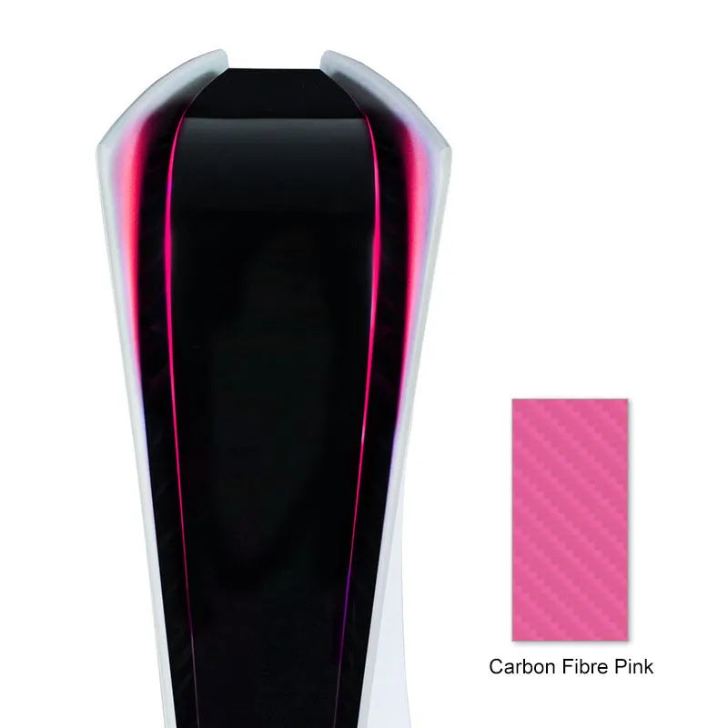 Carbon fibre pattern PVC film sticker for PS5 console light bar in blue, gold, pink, and red colour options