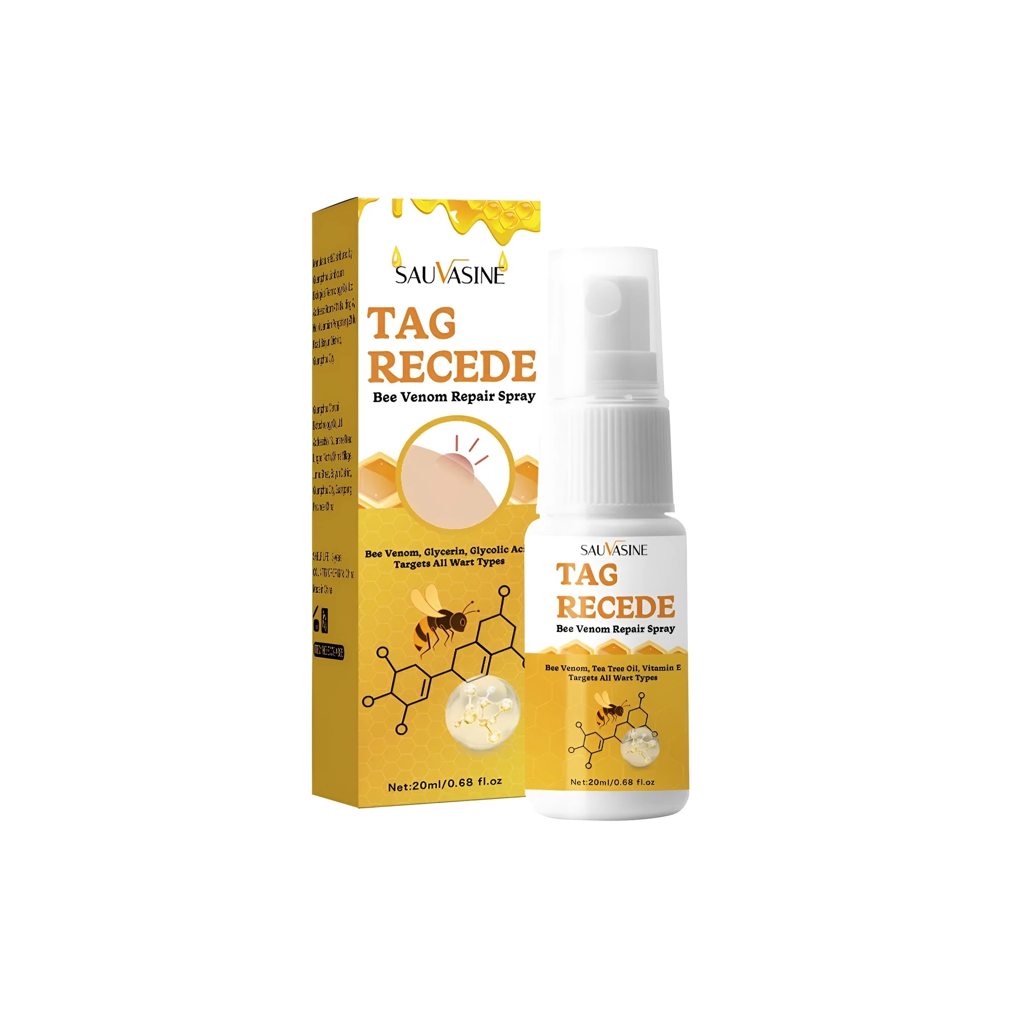 Bee wart spray cream bottle with SWXA385 20 ml label for flesh bump and mole treatment