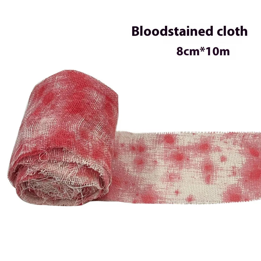 Halloween bloody cloth colour bandage gauze roll with 8cm width polyester fabric