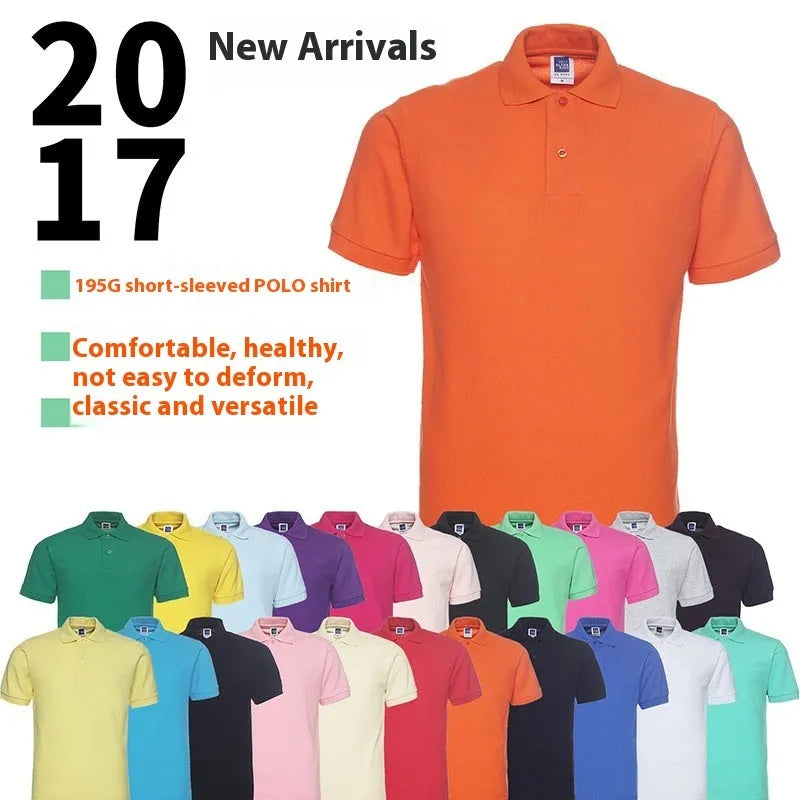 Men's plus size short sleeve polo shirt in a solid colour with a lapel collar, shown in a loose fit.