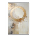 Handmade oil painting canvas wall art modern abstract golden circle design rolled frameless