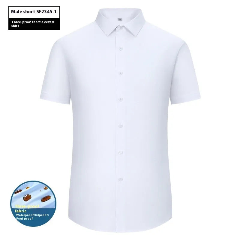 Men's slim fit bamboo fibre business shirt with square collar in solid colour