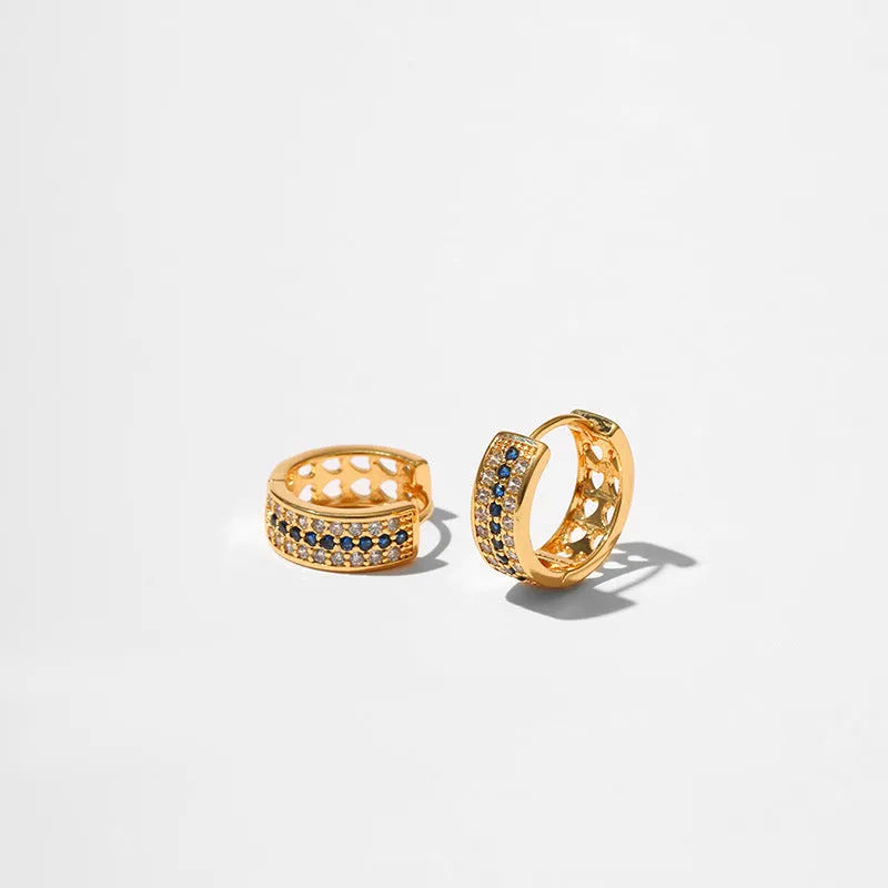 Women's silver-toned geometric round copper earrings with 18K electroplated finish