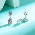Sterling silver water drop moissanite stud earrings with geometric design in gold finish