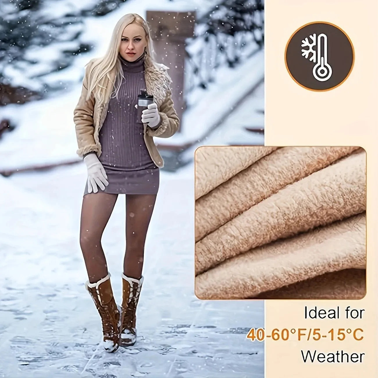 Anti-snagging keep warm outerwear leggings with nylon fabric and wool lining in three thicknesses