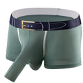 Men's ice silk boxer shorts in solid colours showing mid-rise waistband