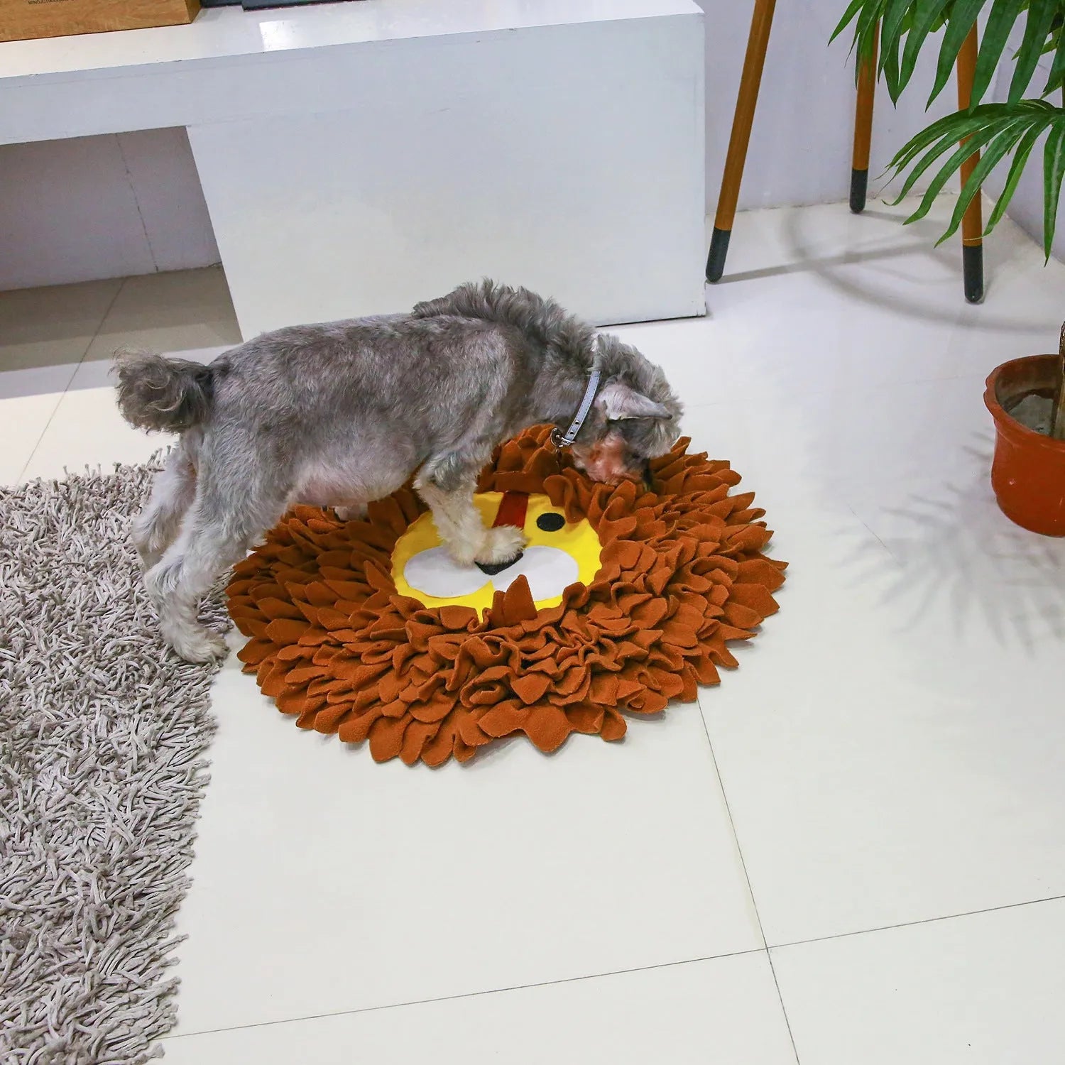 Brown layered sniffing pad for dogs and cats measuring 33cm with treat hiding pockets