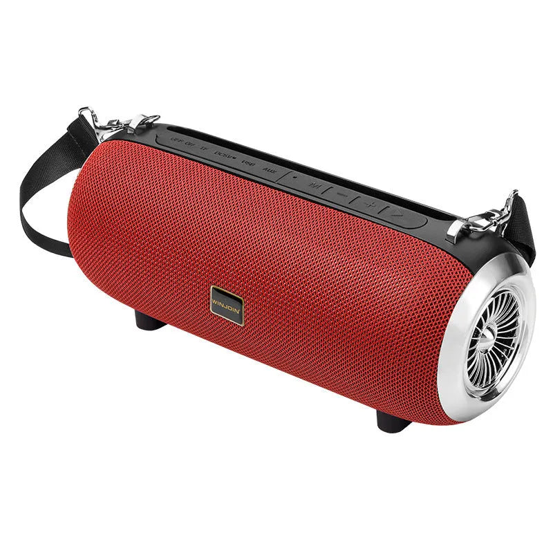 F666 square portable Bluetooth speaker with shoulder strap in blue colour, showing fabric mesh front.