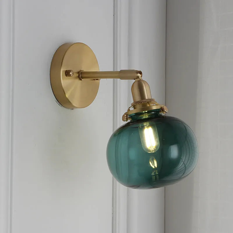 Creative pumpkin-shaped glass wall lamp in water ripple transparent glass design