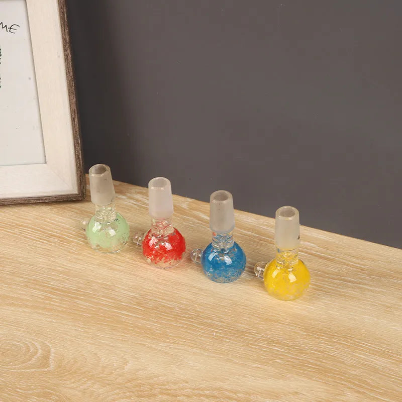 7cm transparent coloured glass trumpet-shaped smoking pipe with geometric design