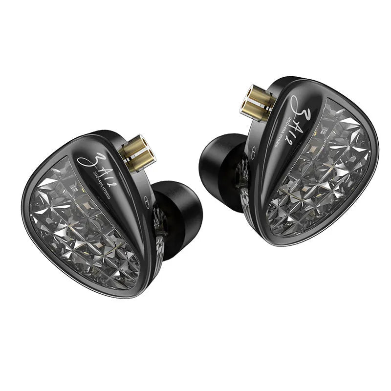 Wired in-ear earphone with adjustable voice iron monitor, back-winding style, and tape microphone option