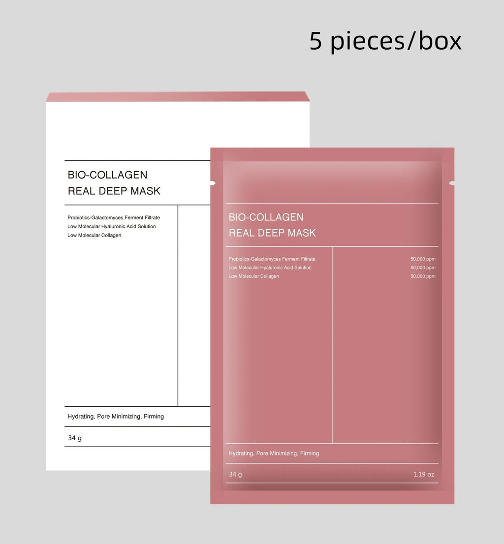 Collagen face mask box of 4 pieces, each 34g, for firming, hydrating and brightening skin