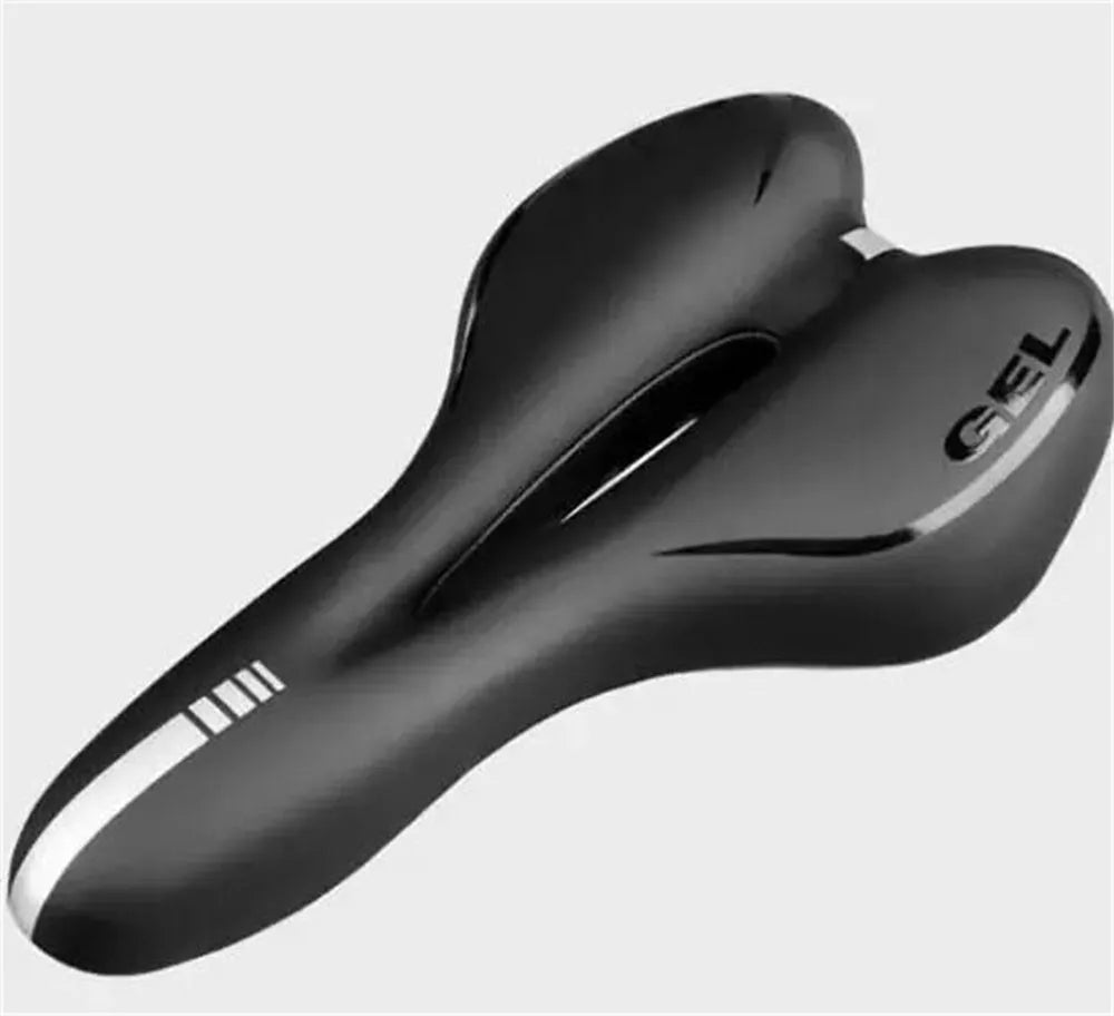 Bicycle saddle cushion with thickened silicone padding and PU leather cover including waterproof accessory