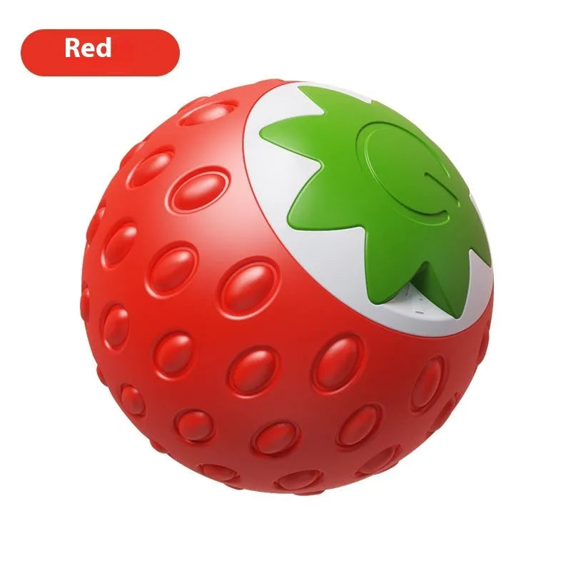 Self-Hi Relieving Stuffy Electric Cat Toy, strawberry cat rolling ball in green colour
