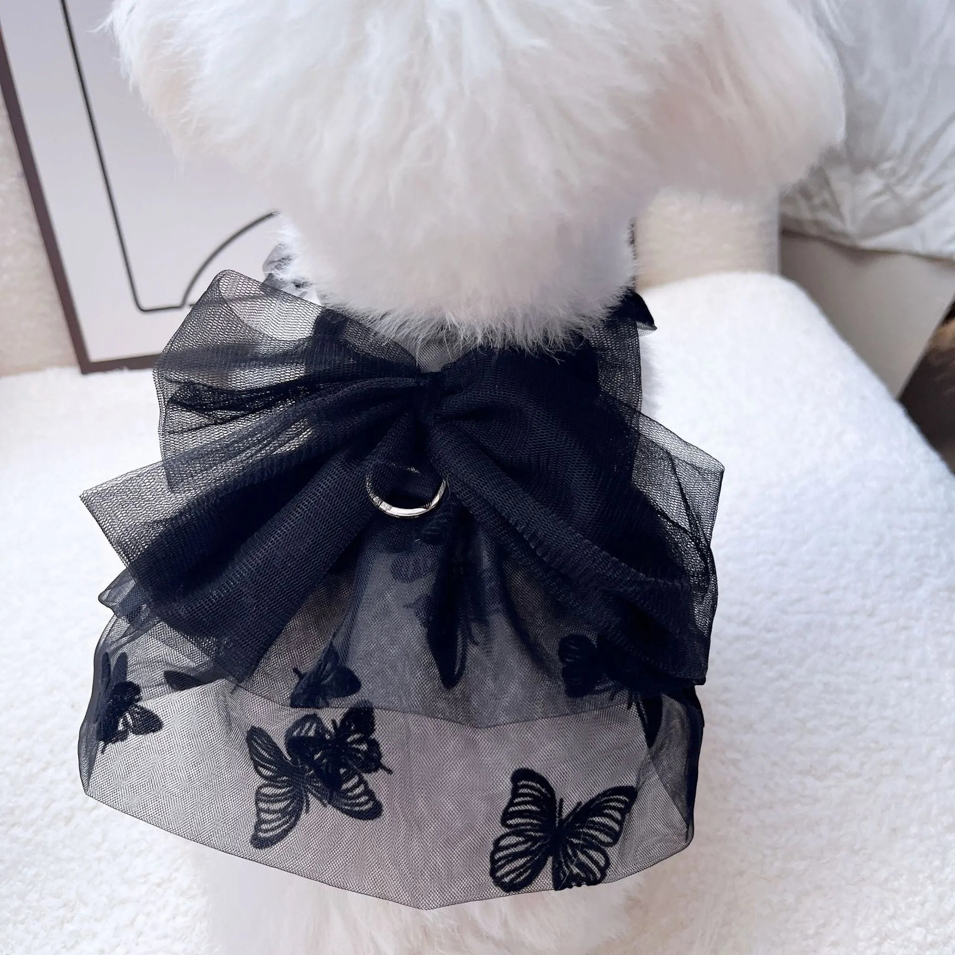 Black princess tulle skirt dog cat clothing with gauze material and five size options