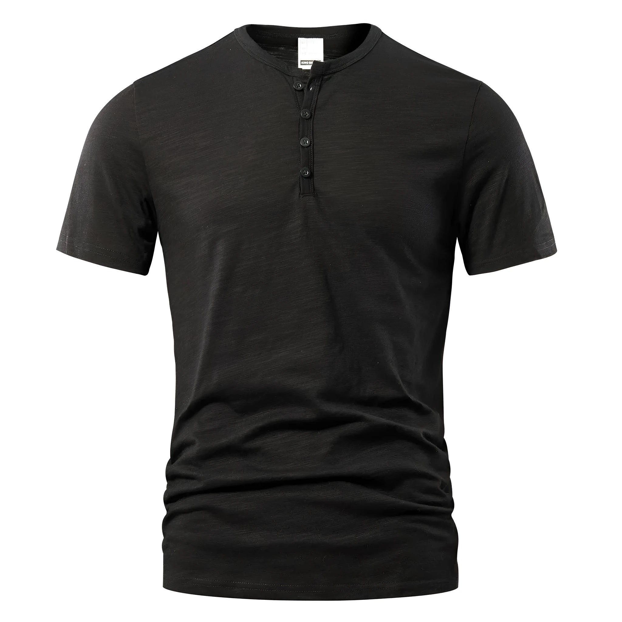 Men's slub cotton casual short sleeve shirt in solid colour with British style pullover design