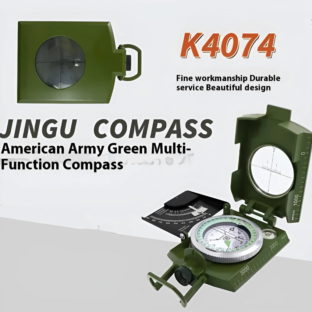 K4074 professional outdoor compass with metal construction and hanging ring for attachment