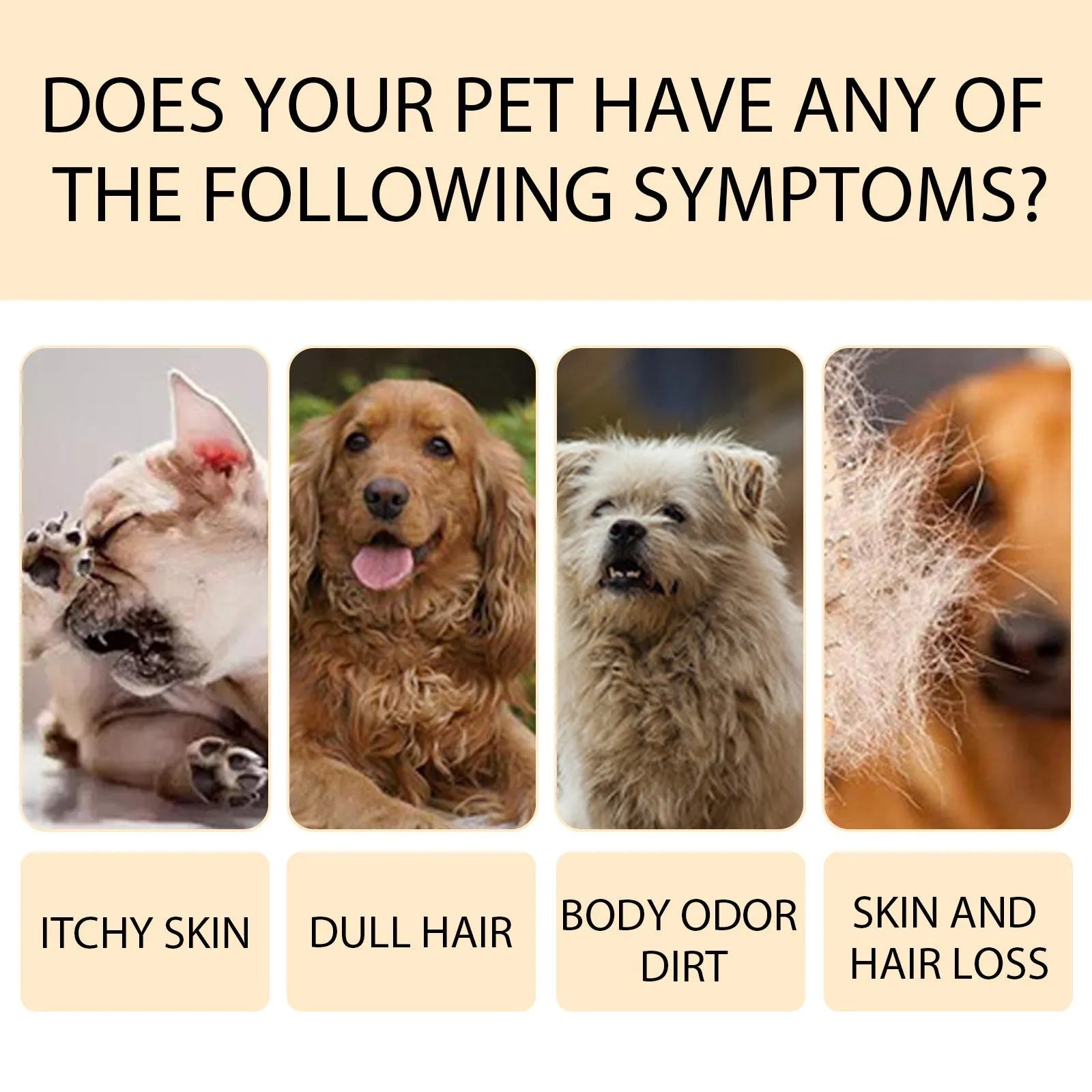 Bottle of mild pet shampoo for dogs and cats in 100ml or 300ml size.