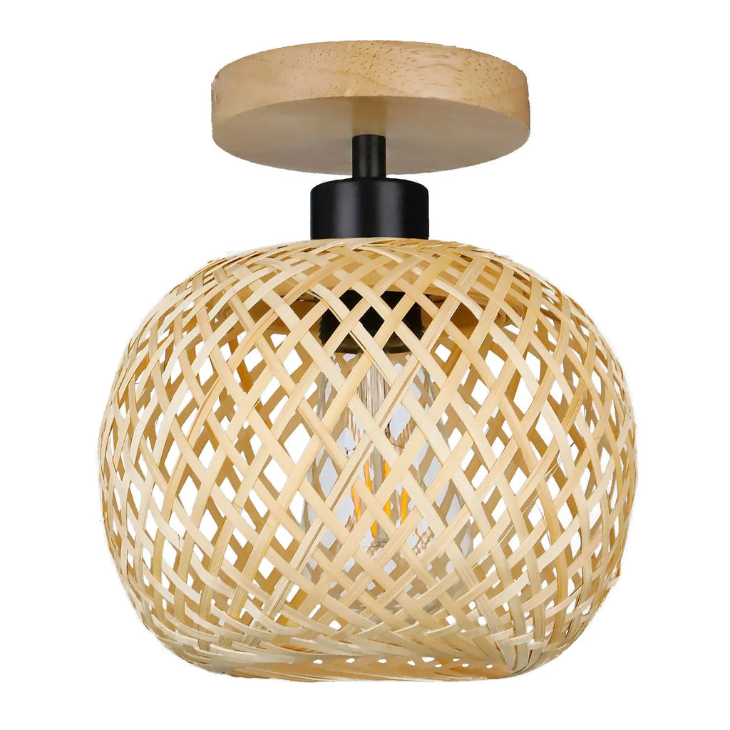Japanese-style bamboo ceiling lamp for hallway or entrance with pastoral design