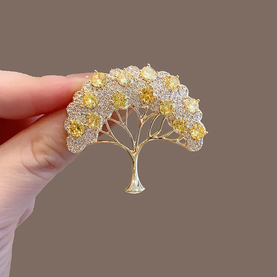 Alloy brooch in natural flower shape with electroplated finish, featuring adjustable and anti-exposure pin closure for women's coats and suits.