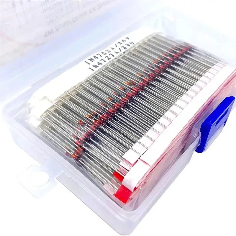 1W Zener diode electronic component in boxed packaging with crystal glass construction